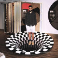 3D Area Rug Floor Mat Illusion Non Slip Area Rug, 3D Visual Vortex Optical Illusions Floor Rug,Black White Plaid